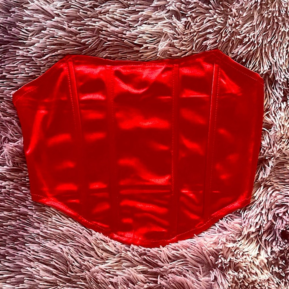 Red strapless boned corset top - Picture 7 of 12